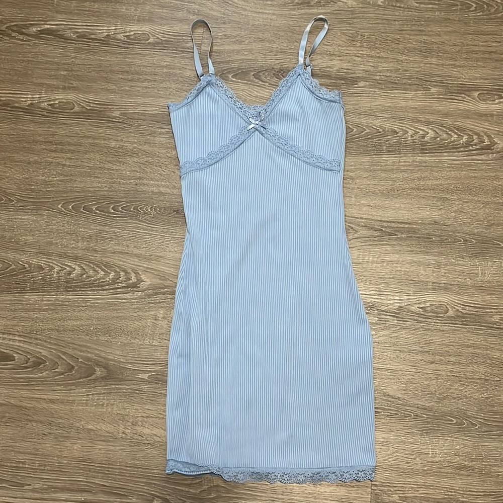 Blue Lace Body Con Dress